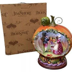 Jim Shore Blessings of the Harvest Lighted Pumpkin Diorama Pilgrim Scene Enesco